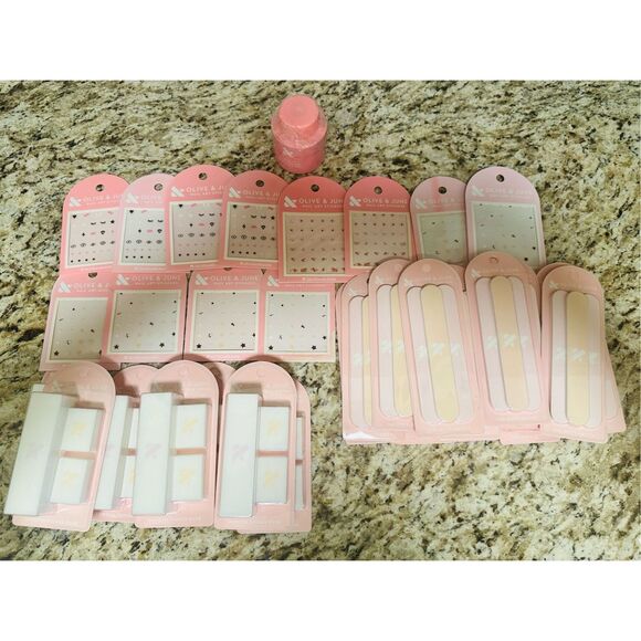 Olive & June Nail Bundle Spa Day Nail Stickers Files Buffer Blocks New - Picture 1 of 8